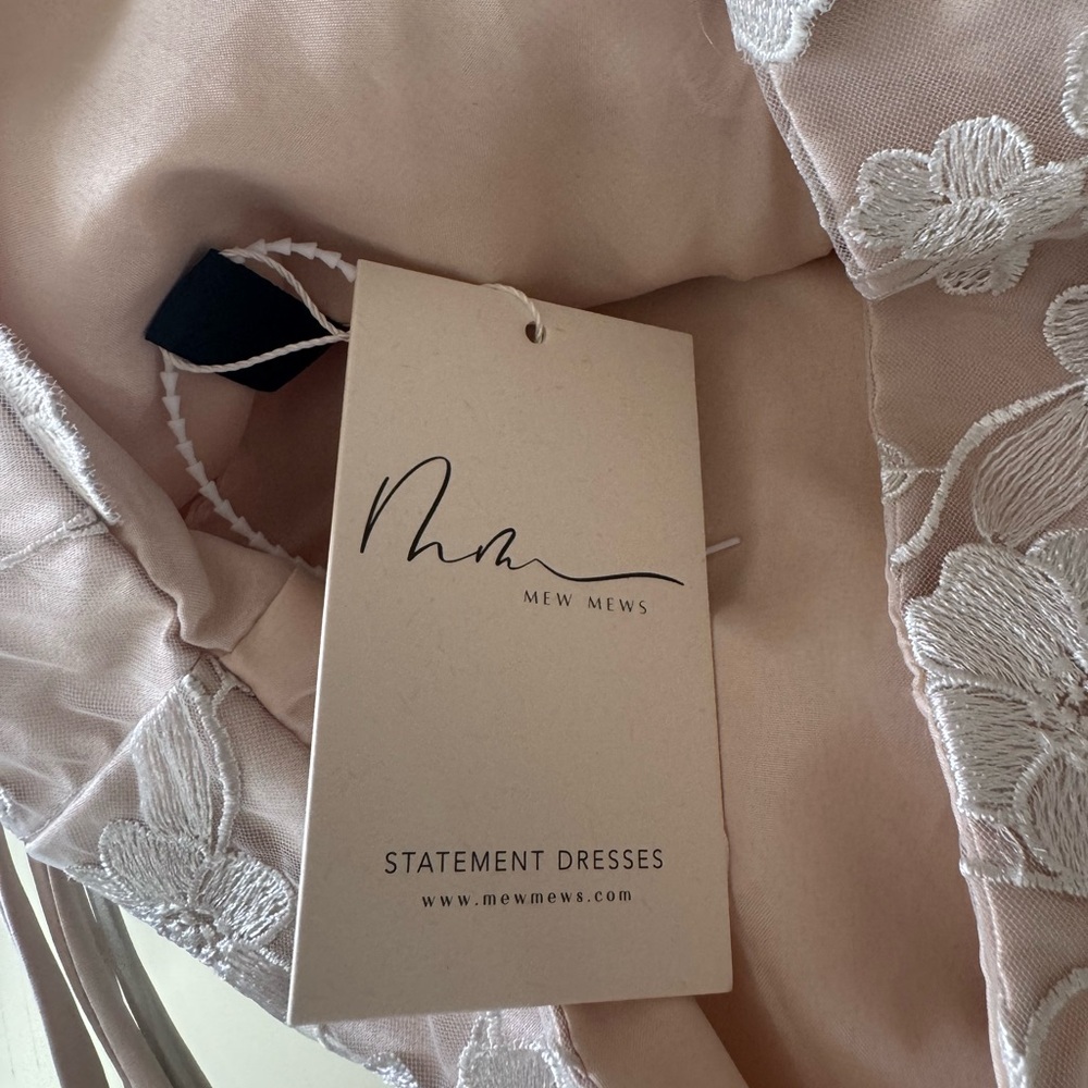 Mew Mews Strapless Flower Embroidered Mini Dress In White